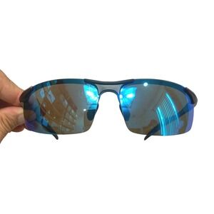 DUCO DC8177S Sunglasses Mens OS Blue Sport Mirror Lens Wraparound Black Frame